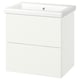 ENHET / TVÄLLEN Meuble sdb avec tiroirs/lavabo, blanc, 25 1/2x19 1/8x26 "