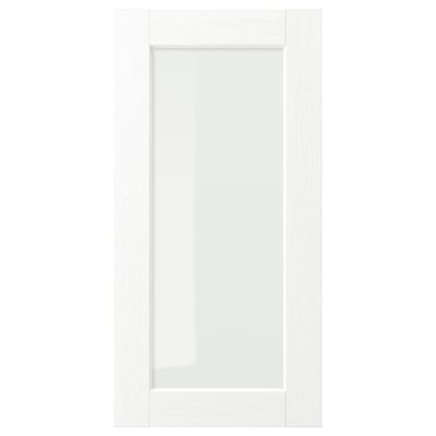 ENKÖPING Porte vitrée, blanc effet bois, 15x30 "