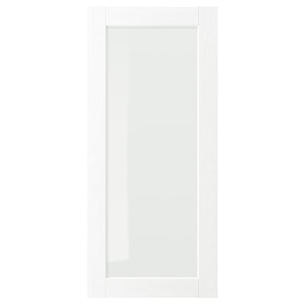 ENKÖPING Porte vitrée, blanc effet bois, 18x40 "