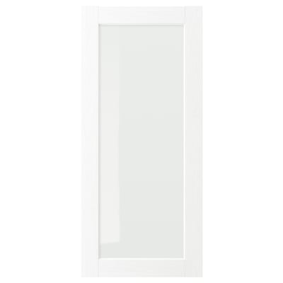 ENKÖPING Porte vitrée, blanc effet bois, 18x40 "