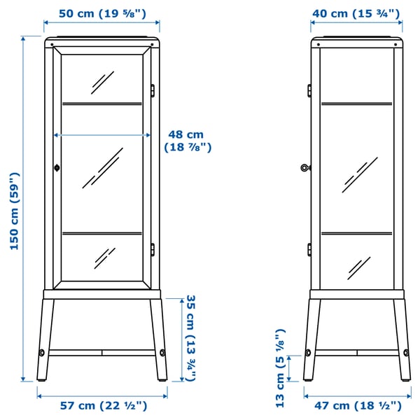FABRIKÖR Vitrine, gris foncé, 22 1/2x59 "