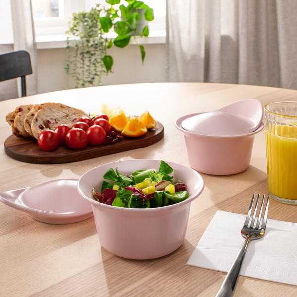 FÄRGKLAR Plat de service/four avec couvercle, mat rose clair, 6.8 oz