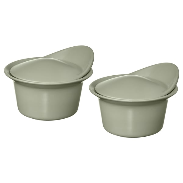 FÄRGKLAR Plat de service/four avec couvercle, mat vert clair, 6.8 oz