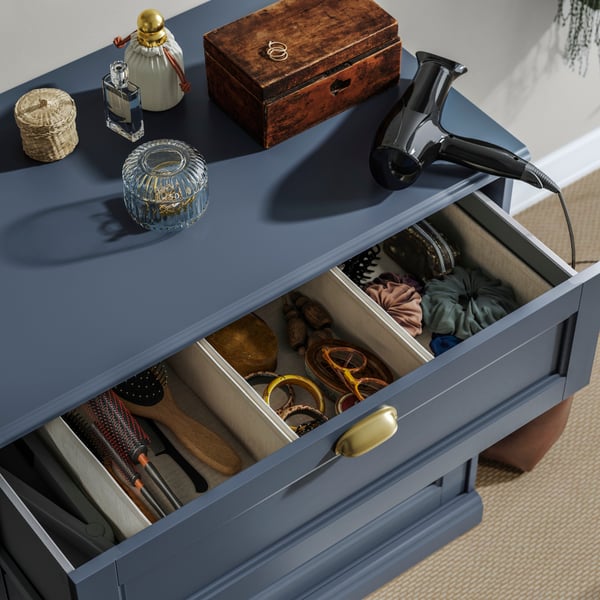 FÅGELFJÄLLET Commode à 3 tiroirs, bleu gris foncé, 32 1/4x20 1/8x30 3/4 "