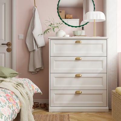 FÅGELFJÄLLET Commode à 4 tiroirs, blanc cassé, 32 1/4x20 1/8x39 3/4 "