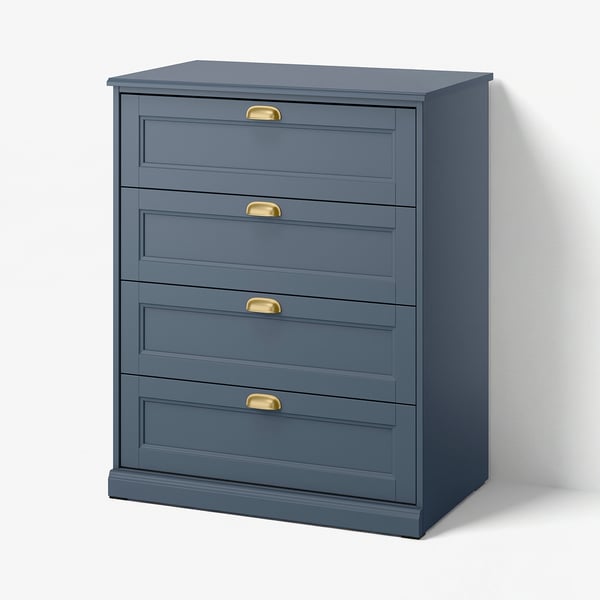FÅGELFJÄLLET Commode à 4 tiroirs, bleu gris foncé, 32 1/4x20 1/8x39 3/4 "