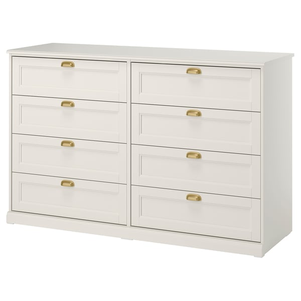 FÅGELFJÄLLET Commode à 8 tiroirs, blanc cassé, 63x20 1/8x39 3/4 "