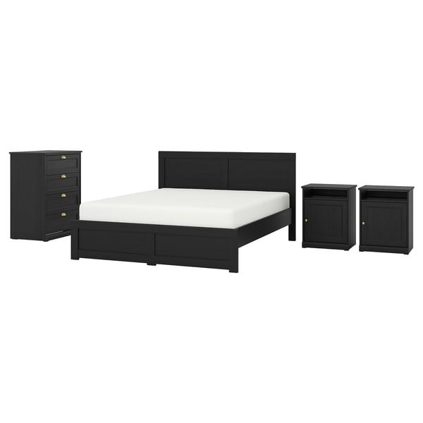 FÅGELFJÄLLET Mobilier chambre, ensemble de 4, noir eff chêne, 2 places