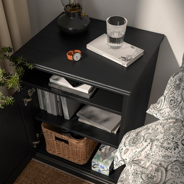 FÅGELFJÄLLET Table de chevet, noir eff chêne, 20 1/2x18 1/8x26 "