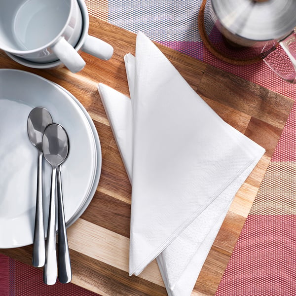 FANTASTISK Serviette de table en papier, blanc, 15 ¾x15 ¾ "