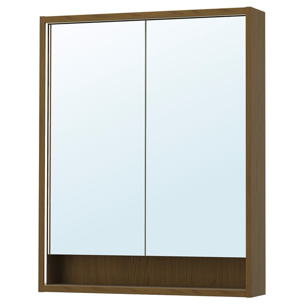 FAXÄLVEN Armoire pharmacie éclairage intégré, brun eff chêne, 30x6x37 "