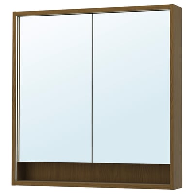 FAXÄLVEN Armoire pharmacie éclairage intégré, brun eff chêne, 36x6x37 "