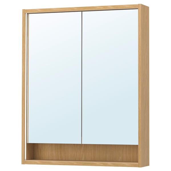FAXÄLVEN Armoire pharmacie éclairage intégré, eff chêne, 30x6x37 "