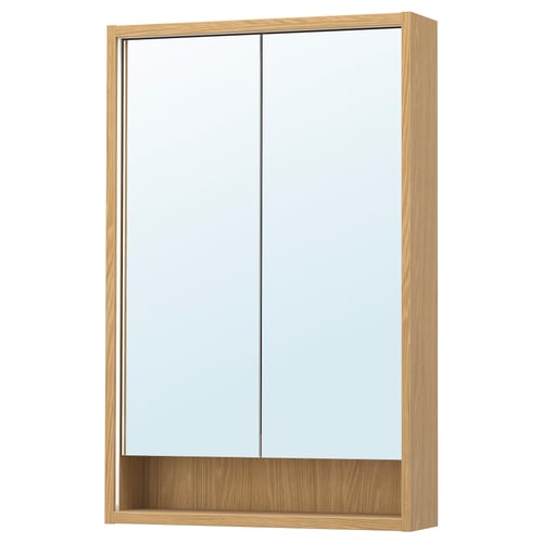 FAXÄLVEN Armoire pharmacie éclairage intégré, eff chêne, 24x6x37 "