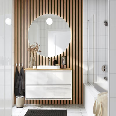 FAXÄLVEN Miroir à éclairage intégré, 39 3/8 "