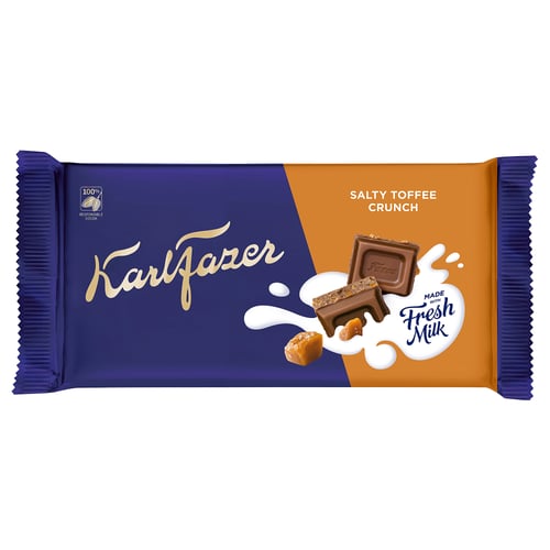 FAZER Tablette de chocolat au lait, éclats caramel salé, 5 oz