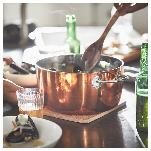FINMAT Faitout avec couvercle, cuivre/acier inox, 5 qt