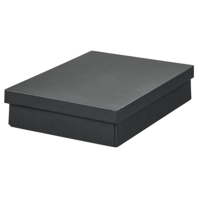 FJÄDERHARV Boîte de rangement avec couvercle, anthracite, 9 ¾x13 ¾x3 ¼ "