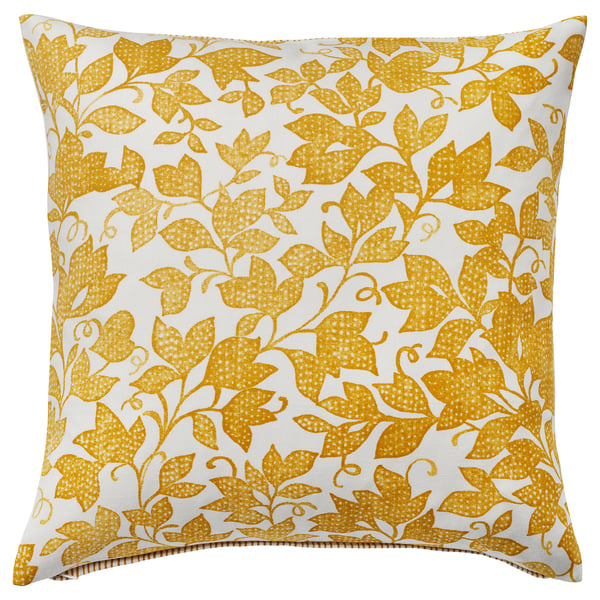 FJUNKLOCKA Housse de coussin, jaune/blanc, 20x20 "