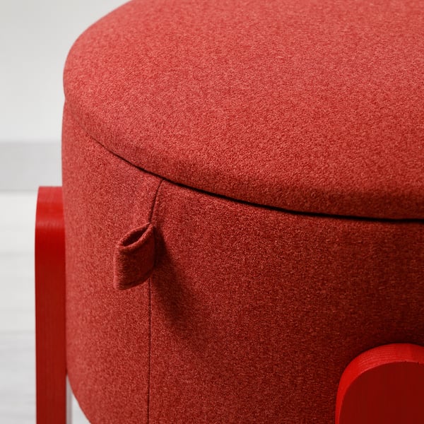 FÖRLUNDA Pouf, avec rangement/Tonerud rouge