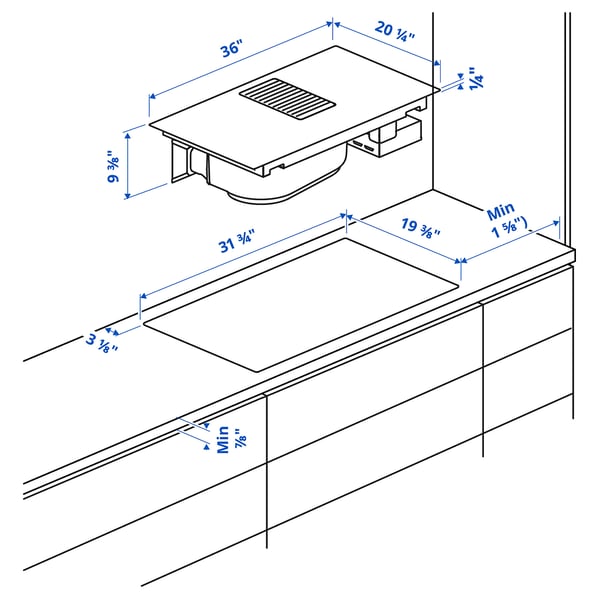 FÖRNEBO Table de cuisson av hotte intégrée