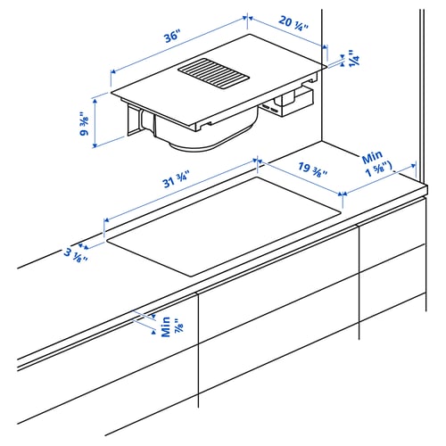 FÖRNEBO Table de cuisson av hotte intégrée