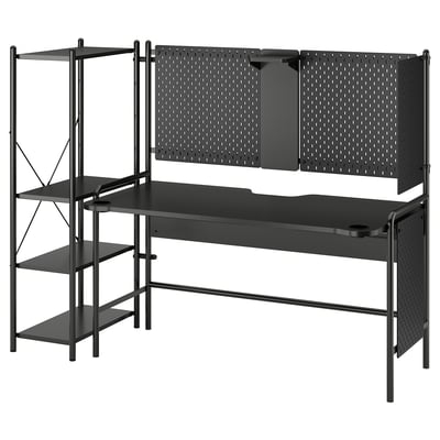 FRÖSKELÅS Bureau de jeu, avec rangement/noir
