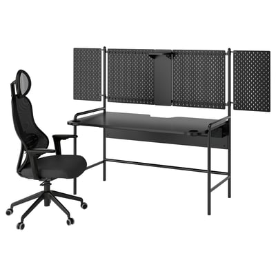 FRÖSKELÅS / UTKLASSNING Bureau et chaise de jeu, noir/anthracite