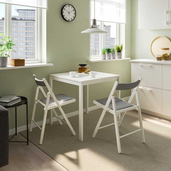 FRÖSVI Chaise pliante, blanc/Knisa gris clair