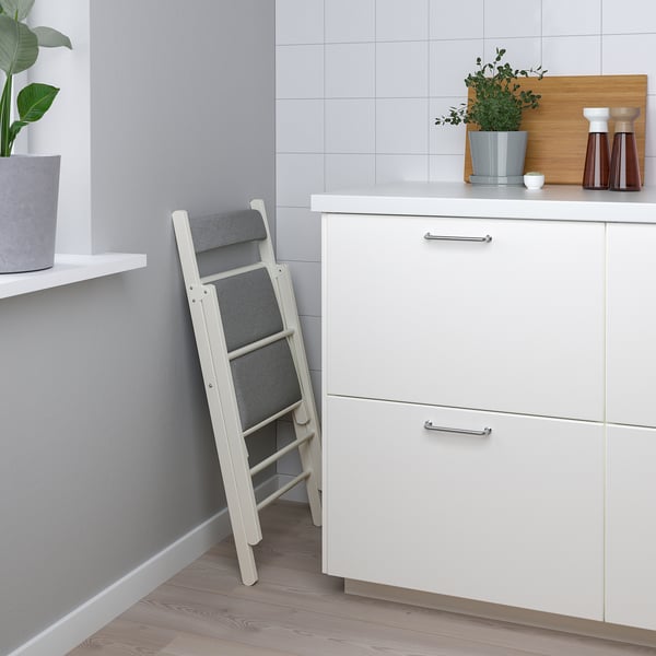 FRÖSVI Chaise pliante, blanc/Knisa gris clair
