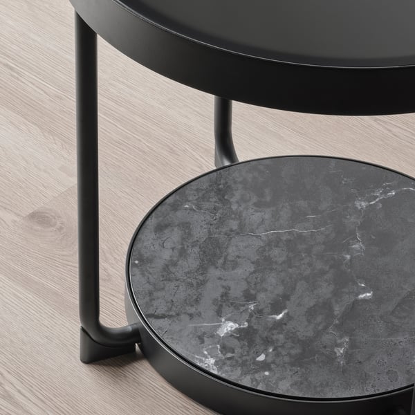 FRÖTORP Table d'appoint, anthracite marbré/noir verre, 18 7/8 "