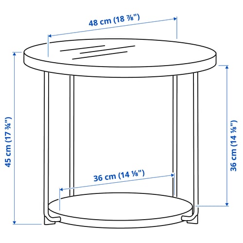 FRÖTORP Table d'appoint, blanc chromé/blanc verre, 18 7/8 "