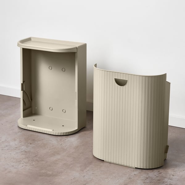 GÅRDSBUTIK Bac avec couvercle, gris-beige, 6 gallon