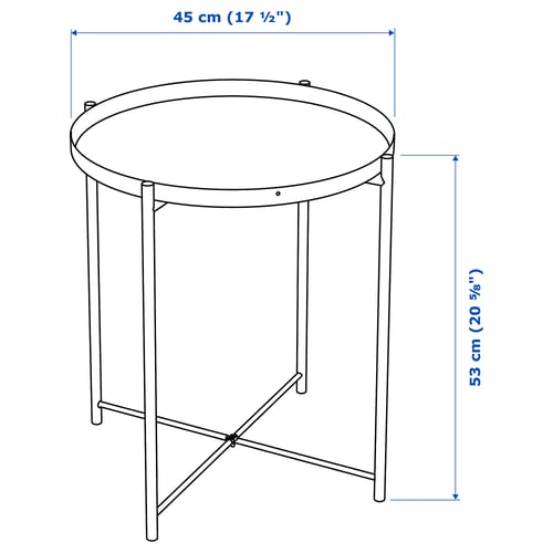 GLADOM Table-plateau, blanc, 17 1/2x20 5/8 "