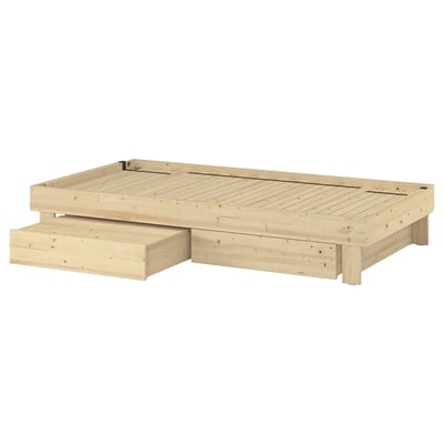 GLAMBERGET Lit évolutif avec rangement, pin, 1 place