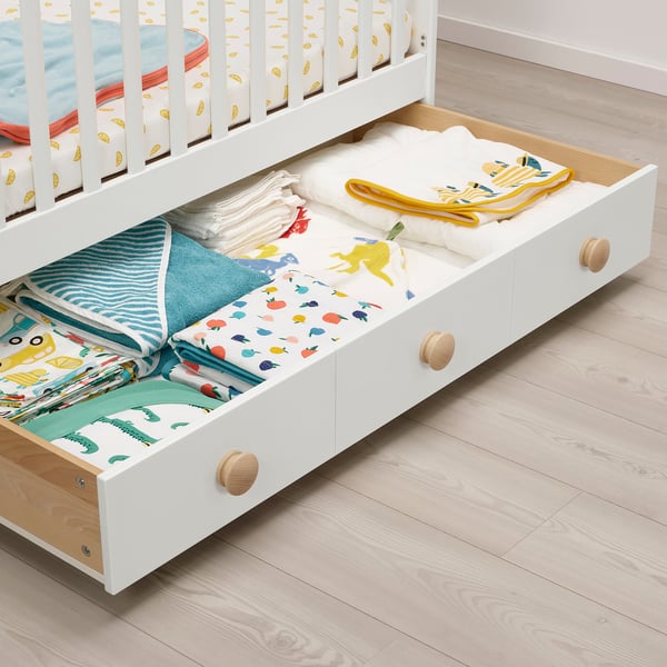 GONATT Lit de bébé à tiroir, blanc, 27 1/2x52 "