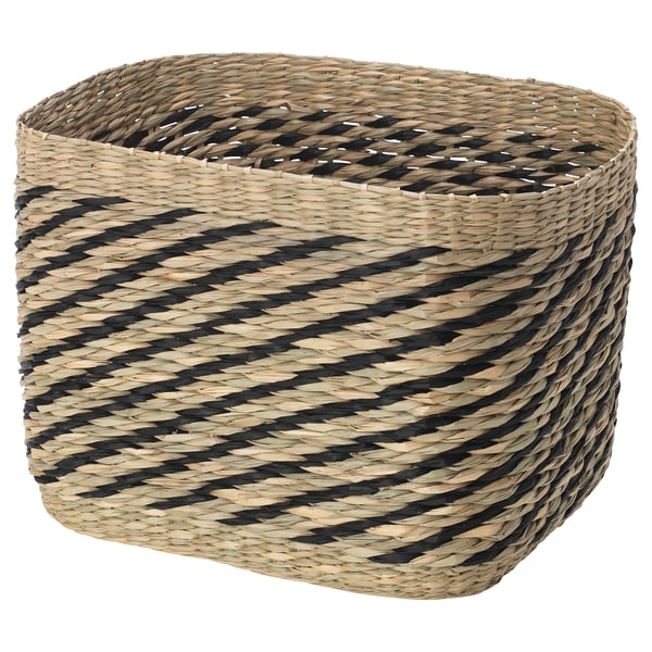GOTTERN Panier, jonc de mer/noir, 12 ½x9x9 "