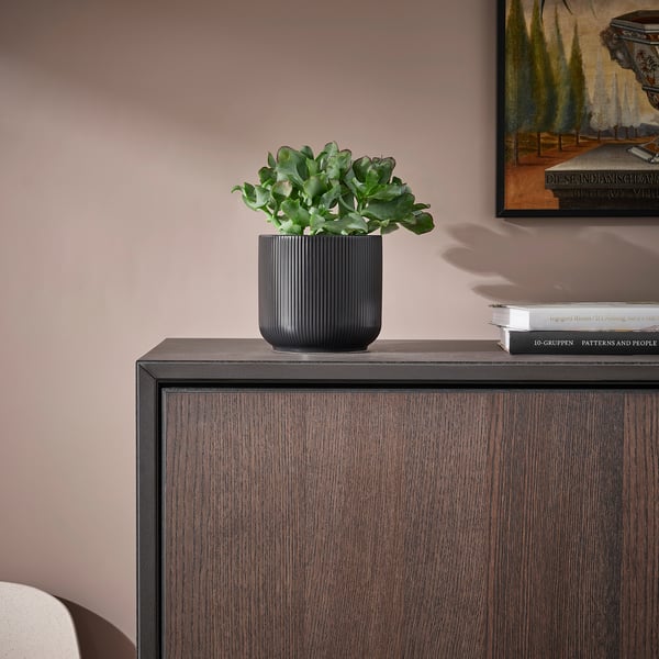 GRADVIS Cache-pot, intérieur/extérieur noir, 4 ¾ "