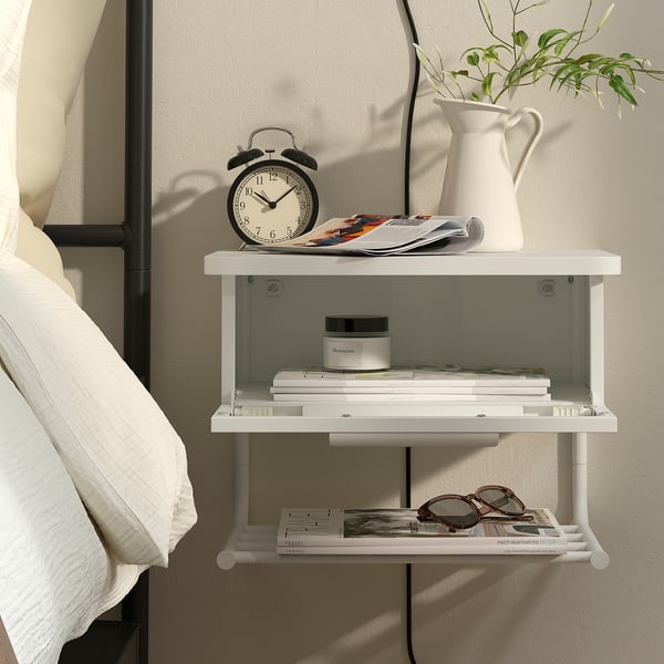 GRÅFJÄLLET Table de chevet à fixer au mur, blanc, 16 1/2x11 3/8x12 1/4 "