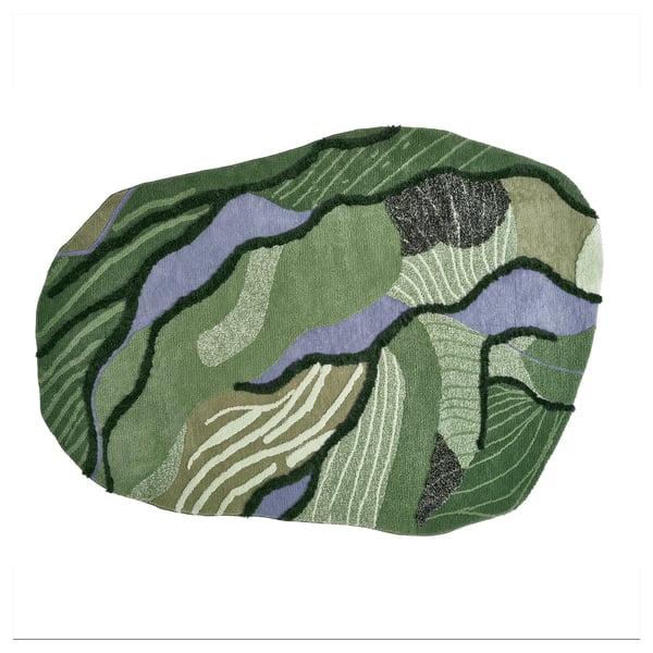 GREJSIMOJS Tapis, poils longs, vert, 5 ' 0 "x7 ' 1 "