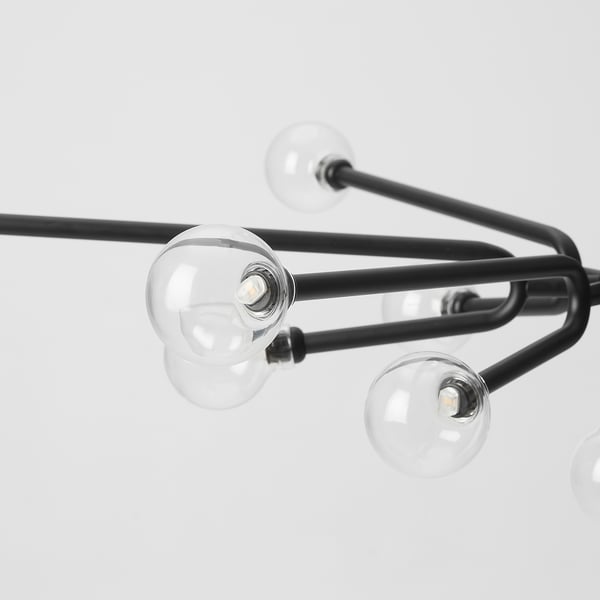 GRINSBYN Lustre avec ampoules, 13 branches, noir