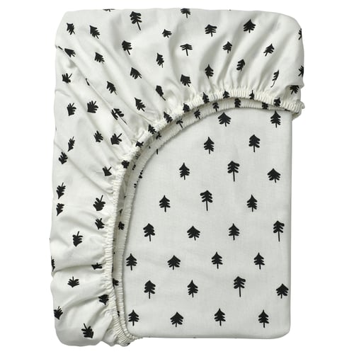 GRÖNFINK Drap-housse pour lit de bébé, blanc/motif arbre, 28x52 "