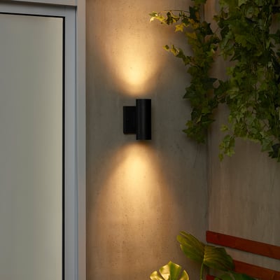 GRÖNSPRÖT Applique ht/bs, installation fixe, extérieur noir, 6 1/4 "
