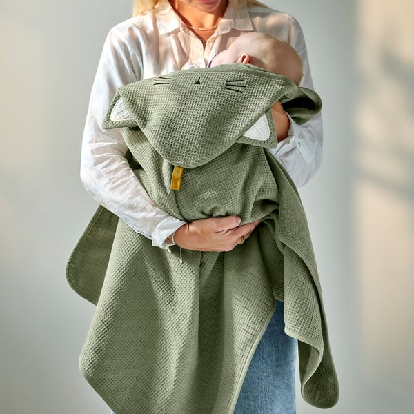 GULDVÄVARE Cape de bain bébé, vert, 23 5/8x49 1/4 "