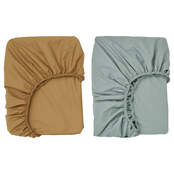 GULDVÄVARE Drap-housse pour lit de bébé, jaune foncé/bleu, 27 1/2x52 "