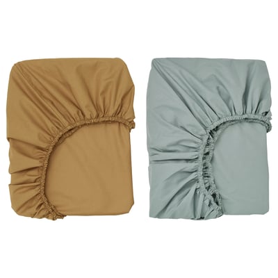 GULDVÄVARE Drap-housse pour lit de bébé, jaune foncé/bleu, 27 1/2x52 "