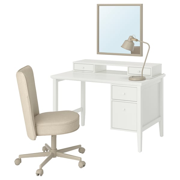 GULLABERG / BRYTNING Bureau et chaise, blanc/beige