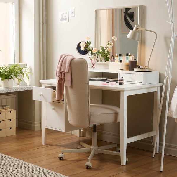 GULLABERG / BRYTNING Bureau et chaise, blanc/beige