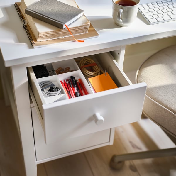GULLABERG Bureau avec tiroirs dossiers susp, blanc, 47 1/4x25 5/8x29 1/2 "