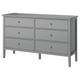 GULLABERG Commode à 6 tiroirs, gris/fonction ouverture/fixation, 66 1/8x18 7/8x39 3/8 "